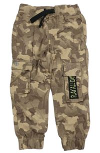 Hnědé army plátěné cargo cuff kalhoty F&F