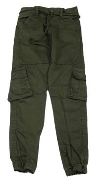 Khaki cargo cuff kalhoty 
