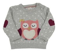 Sivý bodkovaná ý sveter so sovou Early Days