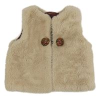 Béžová kožušinová podšitá vesta s bambulemi Zara