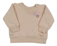 Svetloružová prešívaná mikina s kvetmi Dopodopo