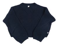 Tmavomodrý žinylkový crop sveter Yigga