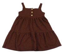 Oranžovo-červené kostkované úpletové šaty George