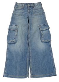 Modré široké cargo rifle H&M