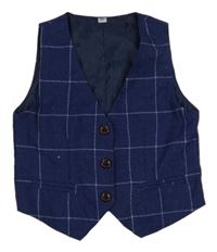 Tmavomodro-bílá kostkovaná slavnostní vesta 