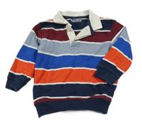 Tmavomodro-bielo-červená pruhovaná mikina s golierikom Nutmeg