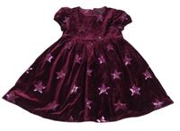 Vínové zamatové šaty s hviezdami