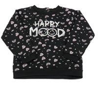 Čierno-ružová mikina s obrázkami a nápisom