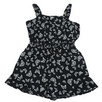 Čierny kraťasový overal s motýlikmi New Look