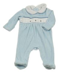 Světlemodro-biely zamatový overal s loďkami M&S