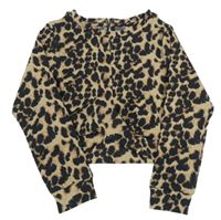 Béžovo-černé crop triko s leopardím vzorem Next