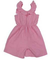 Ružový kraťasový overal s volánikom