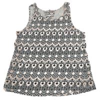 Sivo-ružovo-biely vzorovaný top