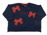 Tmavomodro-červená mikina s mašľami F&F