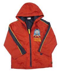 Červeno-tmavomodrá šusťáková jarní bunda s kapucí - Mašinka Tomáš Mothercare