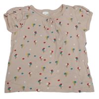 Svetloružové bodkovaná é tričko so zmrzlinami