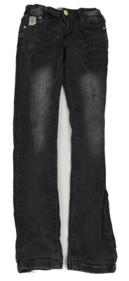 Sivé teplákové skinny rifle s vyšúchaním