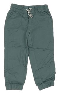 Šedozelené plátěné cuff kalhoty H&M