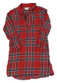 Červeno-zeleno-biele kockované košeľové šaty H&M