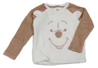 Bielo-hnedá plyšová mikina s medvídkem Pú Primark