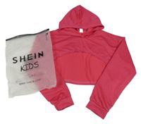 Nové - Fuchsiová crop mikina s kapucňou Shein