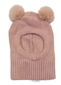 Růžová pletená kukla s bambulemi Primark