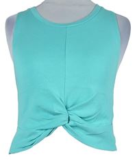 Dámsky mátový crop top s řasením Zara