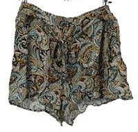 Dámske čierno-farebné vzorované voľné é kraťasy s opaskom zn. Primark