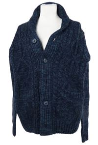 Pánsky tmavomodrý melírovaný prepínaci sveter s golierom Cedarwood State