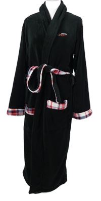 Dámsky čierno-kockovaný chlpatý župan s opaskom Griffin