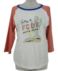 Dámske bielo-lososové tričko s potlačou French Connection