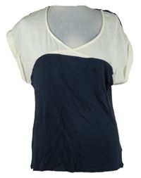 Dámska tmavomodro-biela blúzka Next