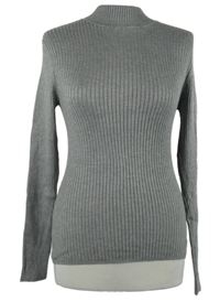 Dámský šedý žebrovaný svetr se stojáčkem Primark 