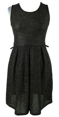 Dámske čierno-zlaté třpytové pletené šaty Centino