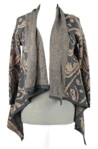 Dámský šedo-růžový vzorovaný svetrový cardigán 