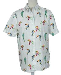 Pánska biela košeľa s papoušky Primark