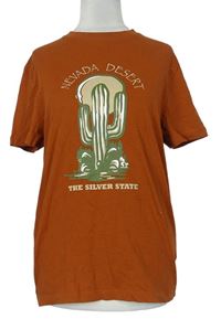Dámske skořicové tričko s kaktusom Primark