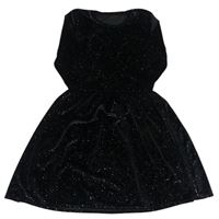 Čierne trblietavé zamatové šaty