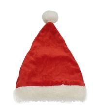 Červeno-smotanová plyšová čapica s brmbolcom C&A