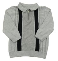 Svetlošedá -čierny ľahký sveter s golierikom Matalan