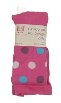 Nové - Růžové puntíkované punčocháče 