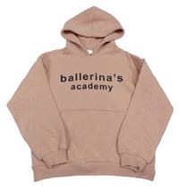 Svetloružová mikina s nápisom a kapucňou Zara