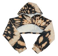 Čierno-oranžová crop mikina s kapucňou Shein