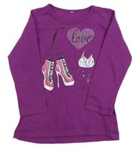 Fialové triko s obrázky