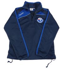 Tmavomodro-modrá športová mikina s výšivkou