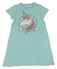 Svetlomodré bavlnené šaty s jednorožcom C&A