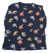 Tmavomodré tričko s drakmi Topolino