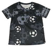 Černo-bílé sportovní tričko s fotbalovými míči 