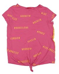 Tmavoružové tričko s nápismi S. Oliver