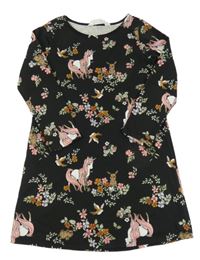 Černé teplákové šaty s jednorožci H&M